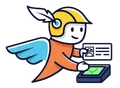 Mascotte Araldo che scansiona un documento