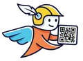 Mascotte Araldo con un QR Code