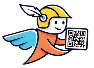 Mascotte Araldo con un QR Code