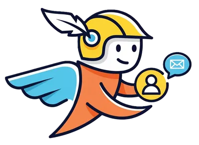Mascotte Araldo che fa un selfie con il telefono
