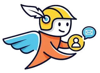 Mascotte Araldo che legge una lista di contatti