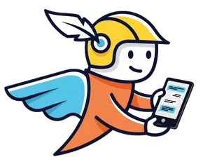 Mascotte Araldo che legge un messaggio
