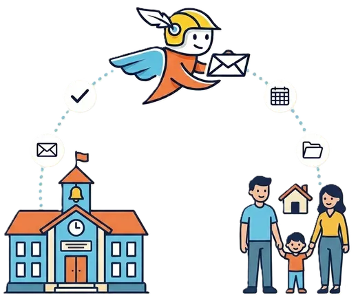 Mascotte Araldo che rappresenta il dialogo tra scuola e famiglia